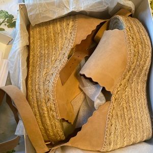 Chloe suede ankle strap wedges new in box sZ 42